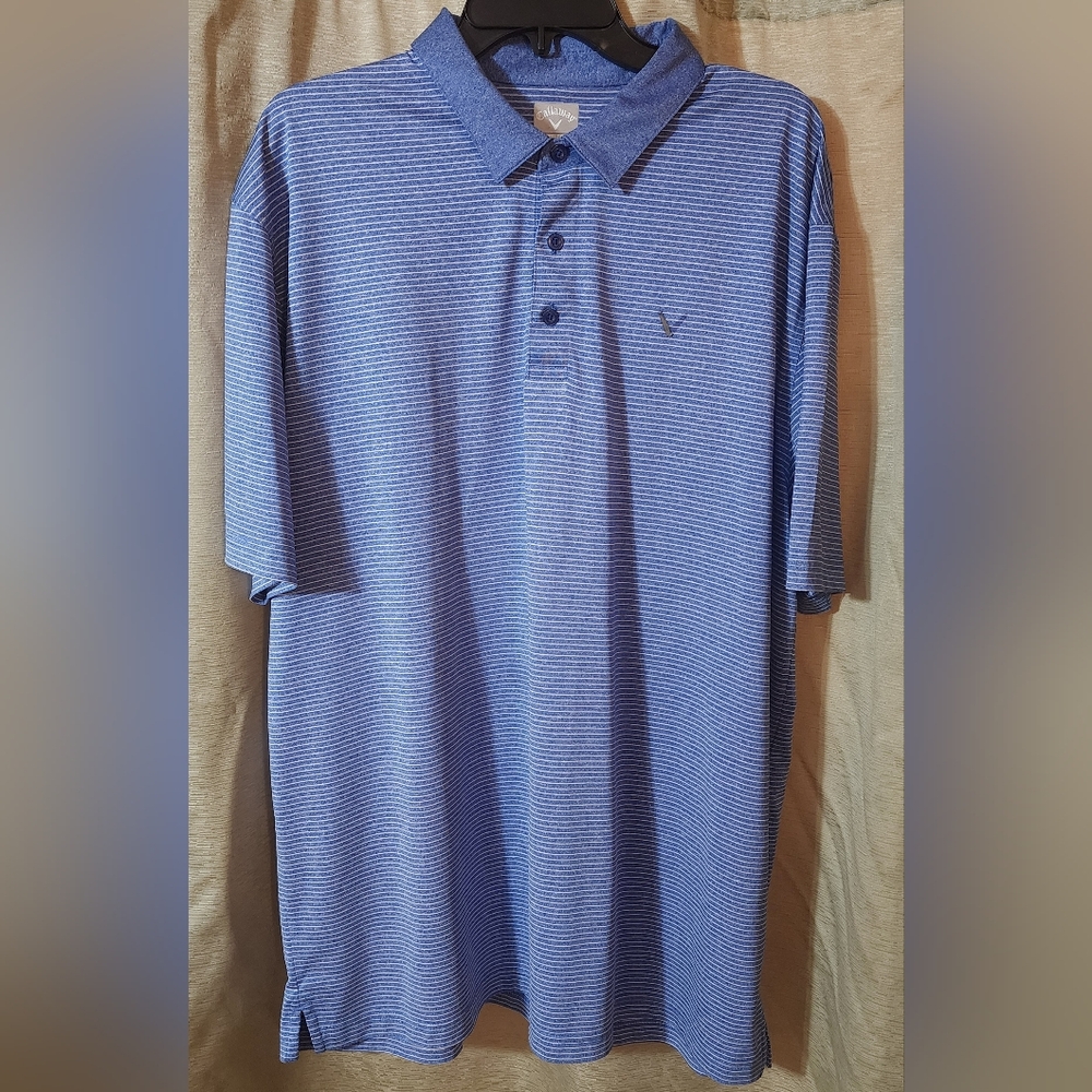 Callaway Blue Striped Polo Shirt